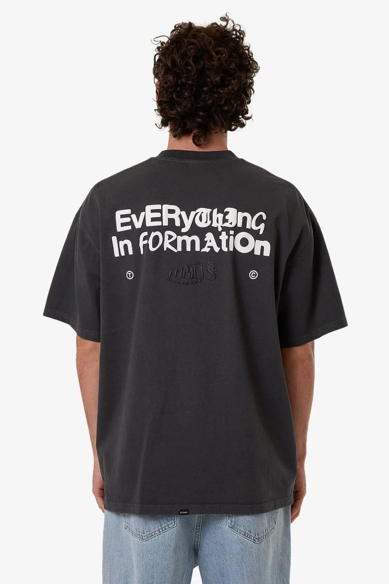 Chain Of Formation Box Fit Oversize Tee Dark Charcoal Low Impact Manufacturing Ethically Sourced Cotton