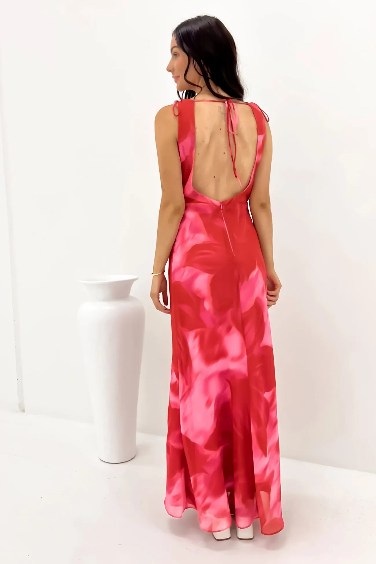 Jewel Accent Alisa Maxi Dress Hibiscus