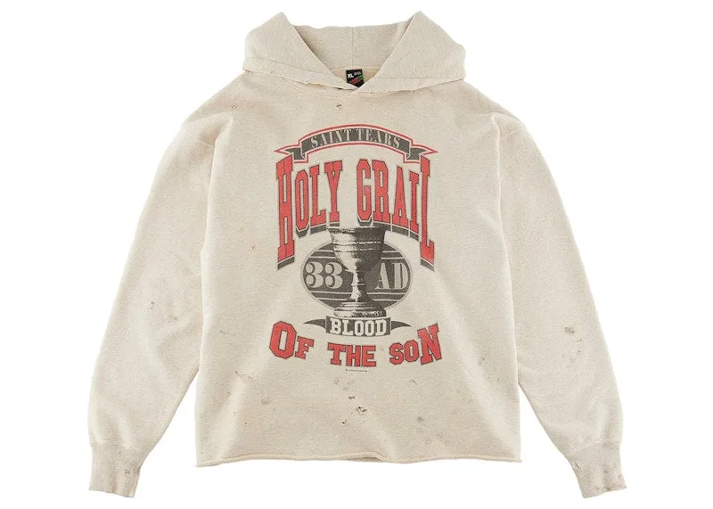 Saint Mxxxxxx X Denim Tears Holy Grail Hoodie Vintage Grey Stretchable Material