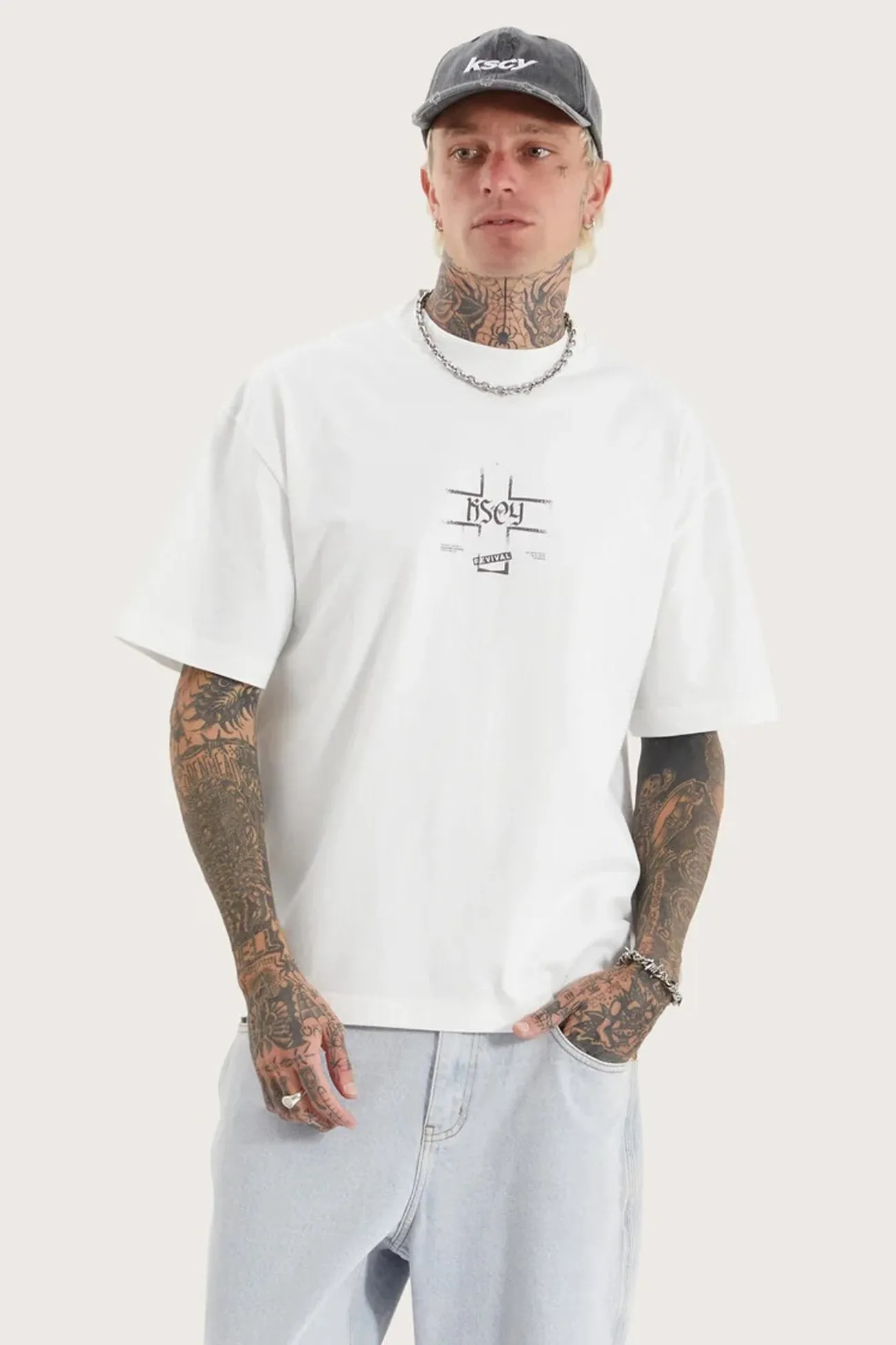 Flexible Cuff Design Sustainable Fibers Vage Street Tee Natural White