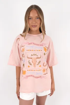 Aloha Howdy Oversized Tee Pale Pink Cool Layering
