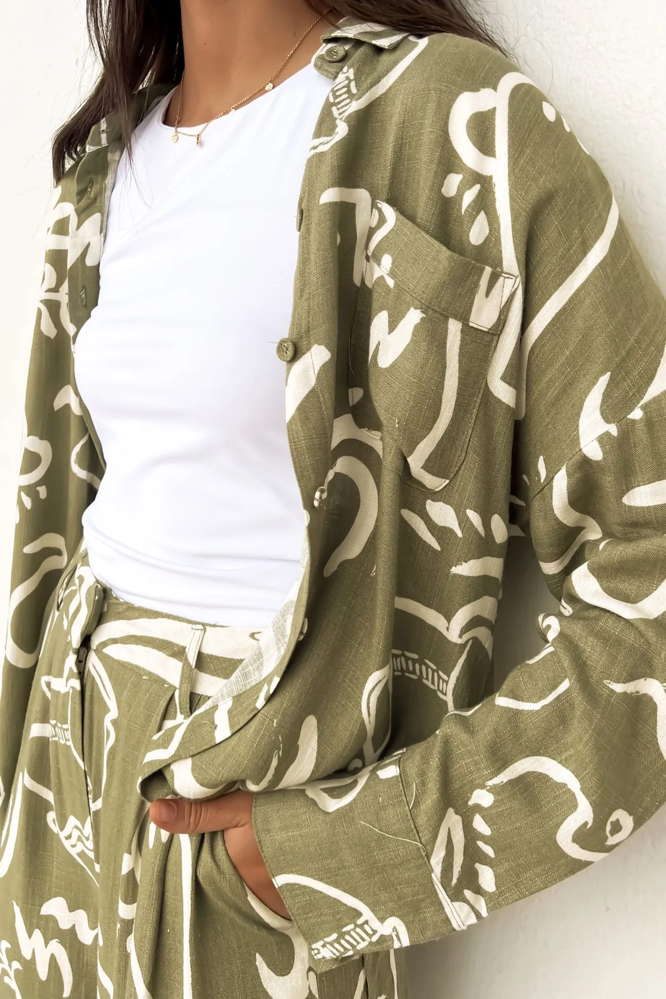 Greta Shirt Bronte Sage color block