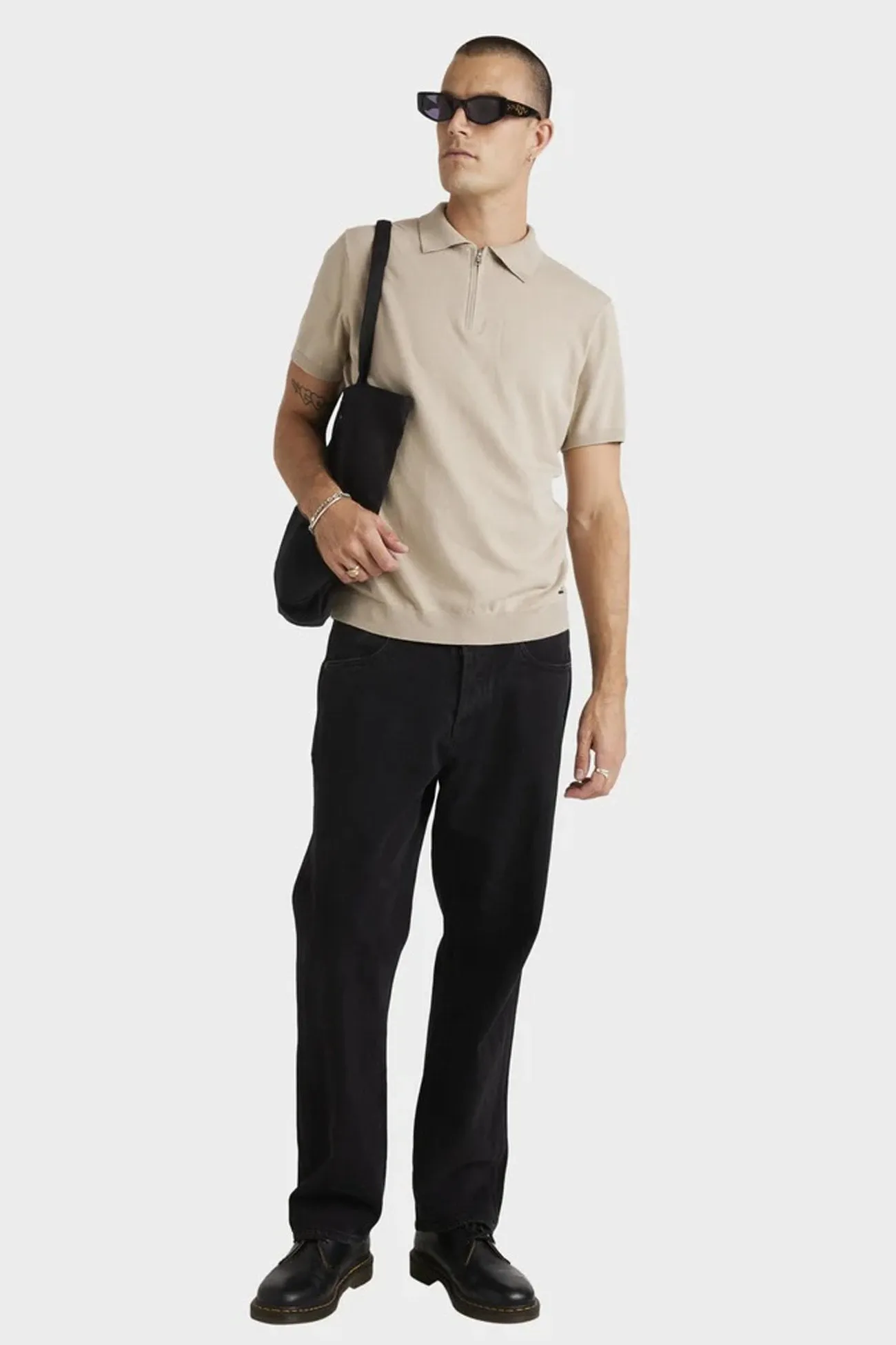 No Chafe Edging Quarter Zip Knit Light Khaki