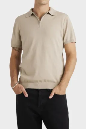 Pullover Design Quarter Zip Knit Light Khaki