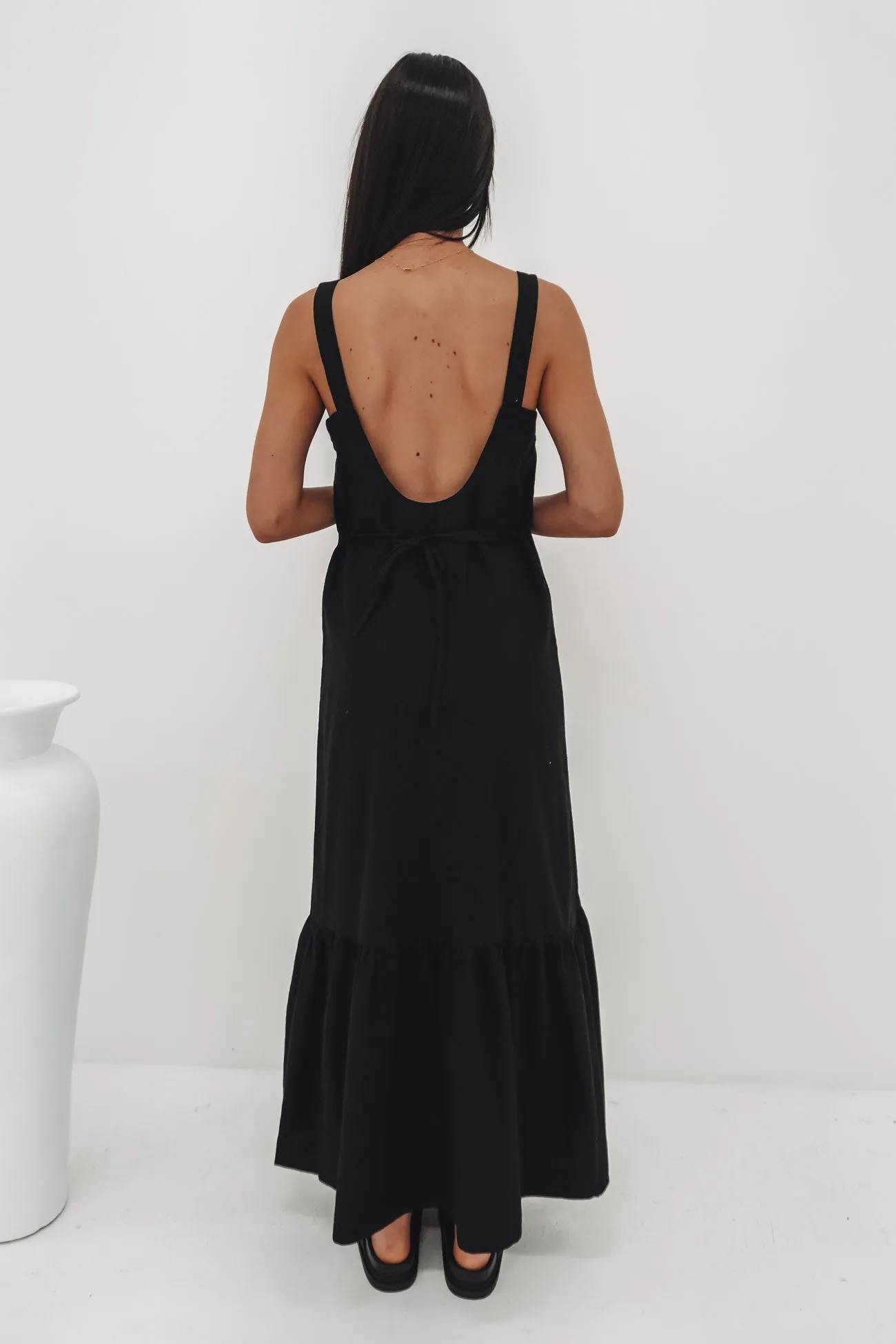 Geometric-pattern Willa Maxi Dress Black