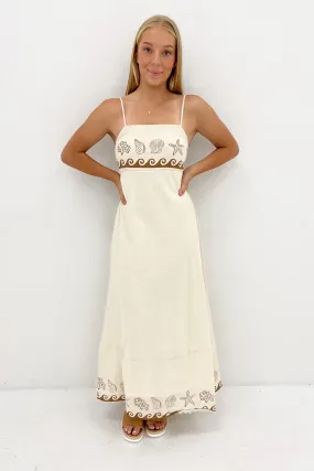 Zhuri Maxi Dress Beige Shell Wave Modern Edge