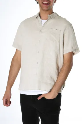 Modern Aesthetic Linen Short Sleeve Shirt Natural