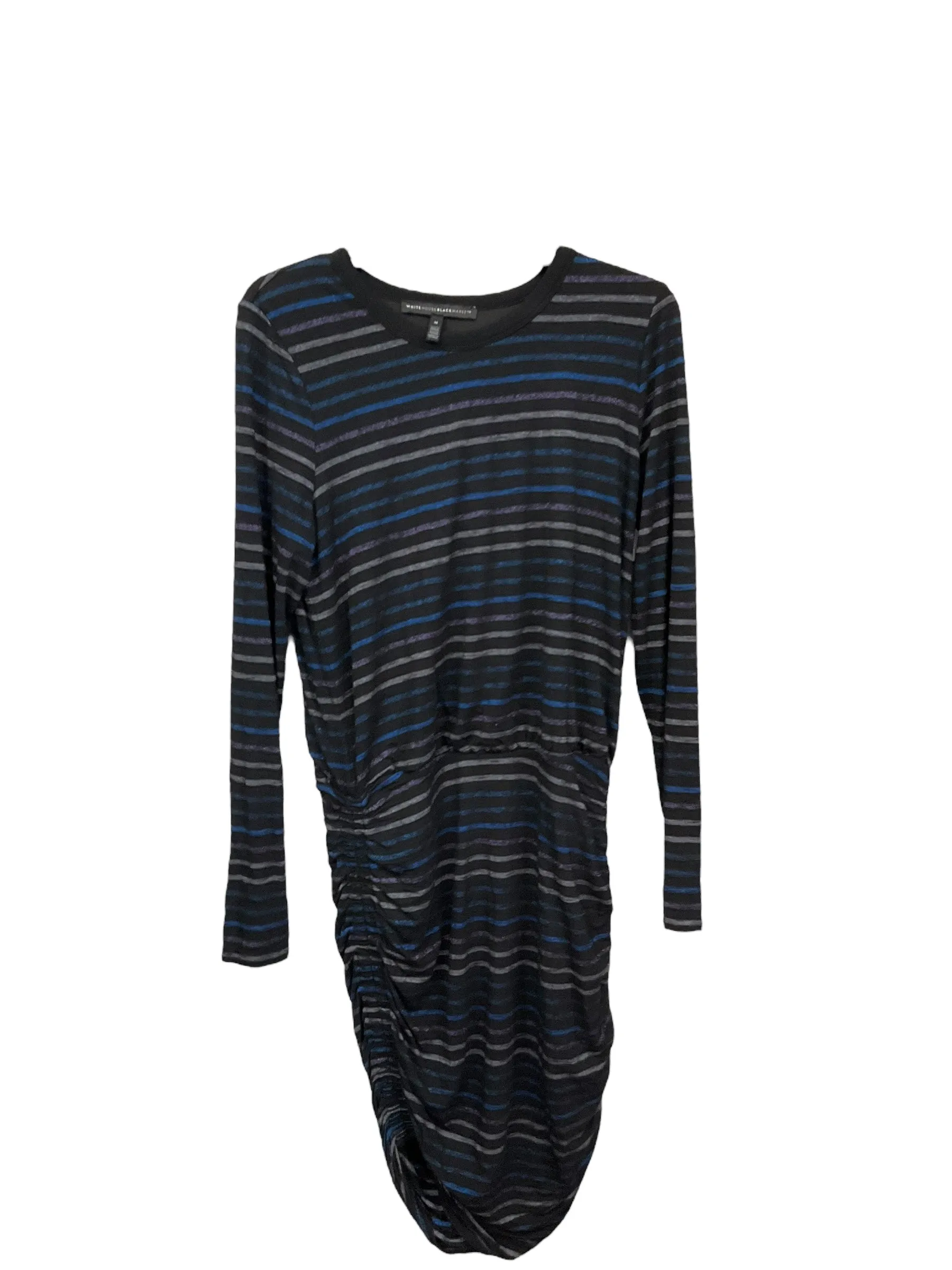 Dress Casual Midi By White House Black Market In Black & Blue, Size: M DeepPocketStyle