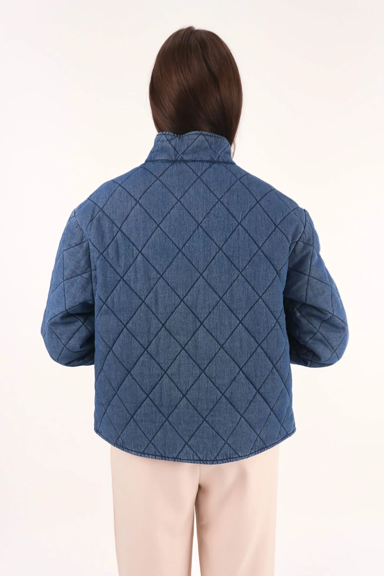 Denim Quilted Bomber Blue Haze TemperatureRegulating Tech Micro Perforated Panels