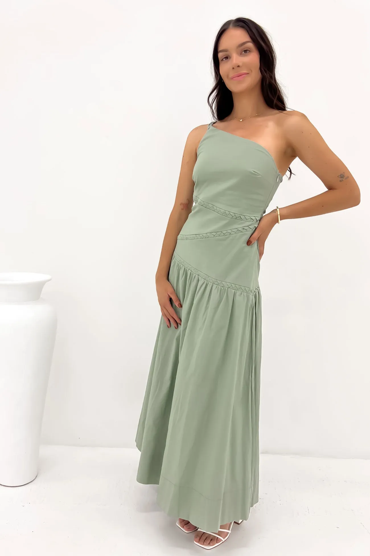 Elegant knee-length dress Carwyn Maxi Dress Khaki