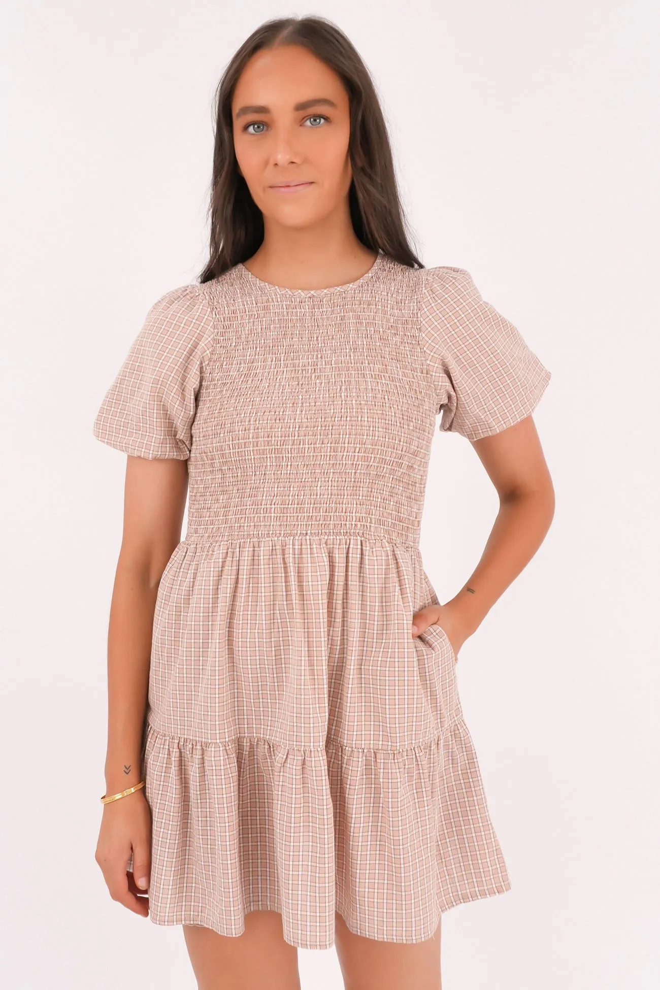 Lenox Mini Dress Check Smooth Detail Care-Instructions-Included