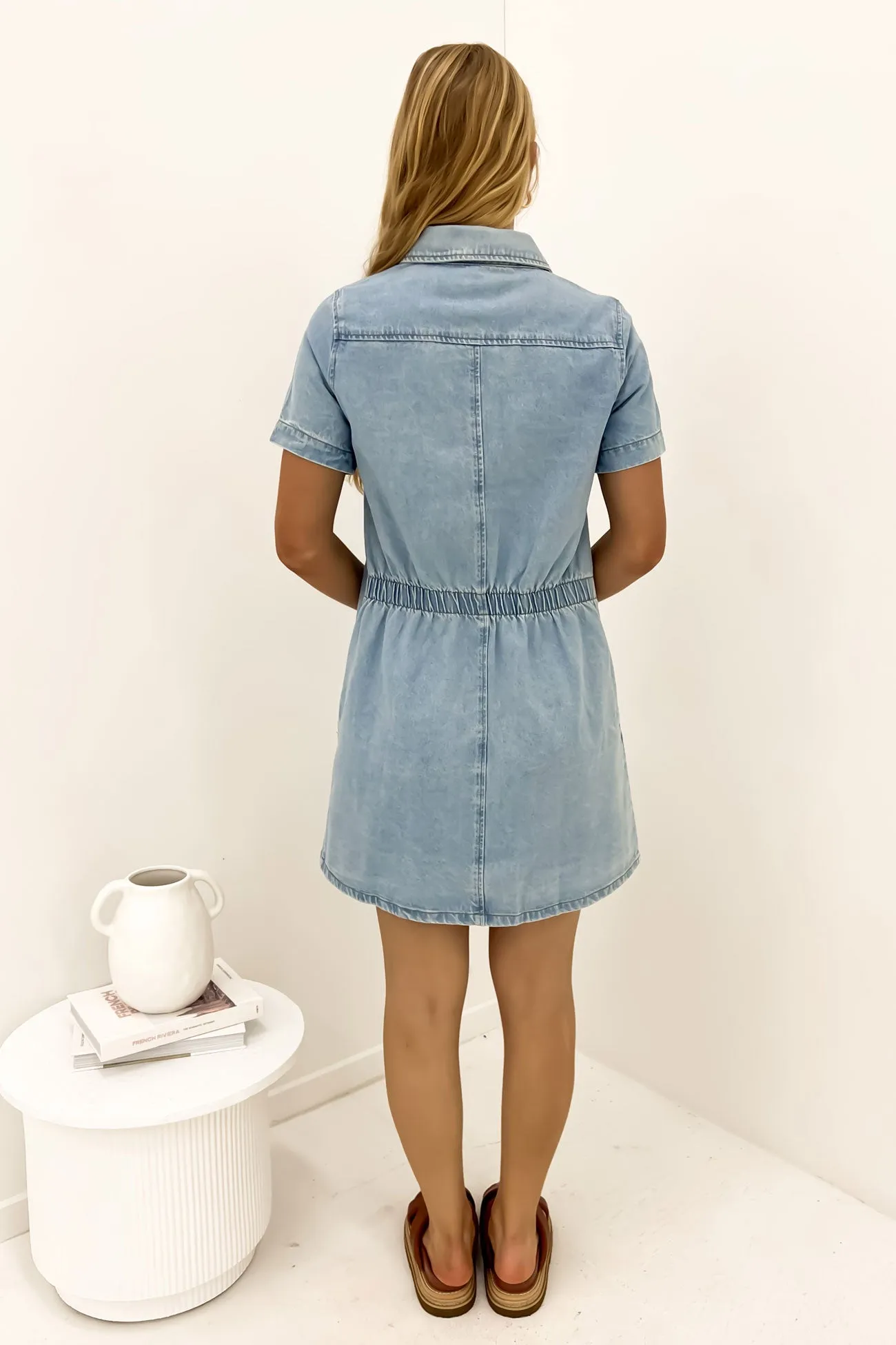 Corbin Denim Mini Dress Light Blue Casual Chic
