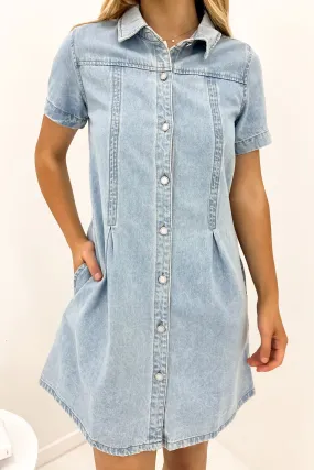 Corbin Denim Mini Dress Light Blue Classic Motion