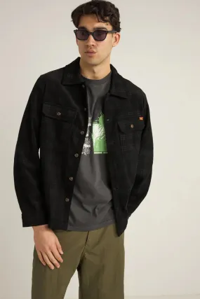 Non Bulky Profile Cord Check Overshirt Black