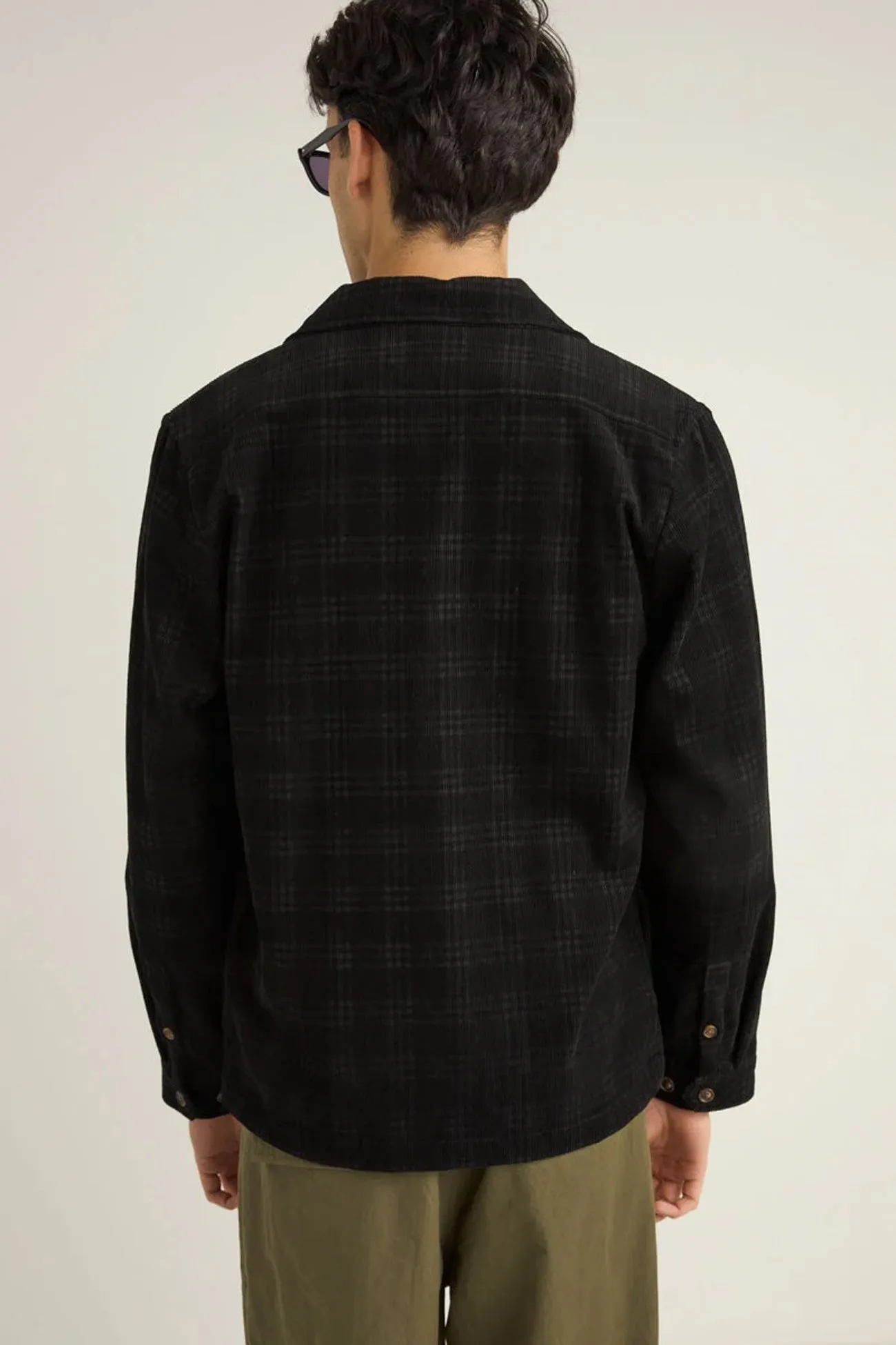 Street Explorer Fit Cord Check Overshirt Black