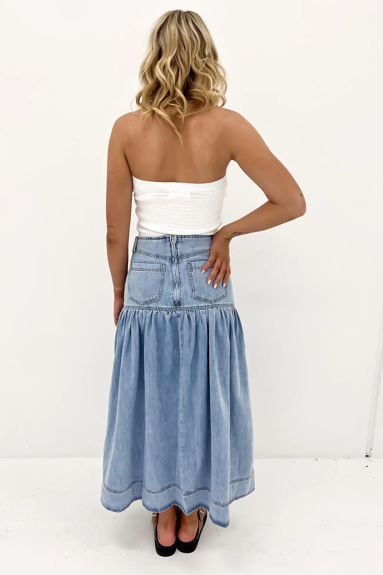 Corinne Midi Skirt Light Blue Resale Value