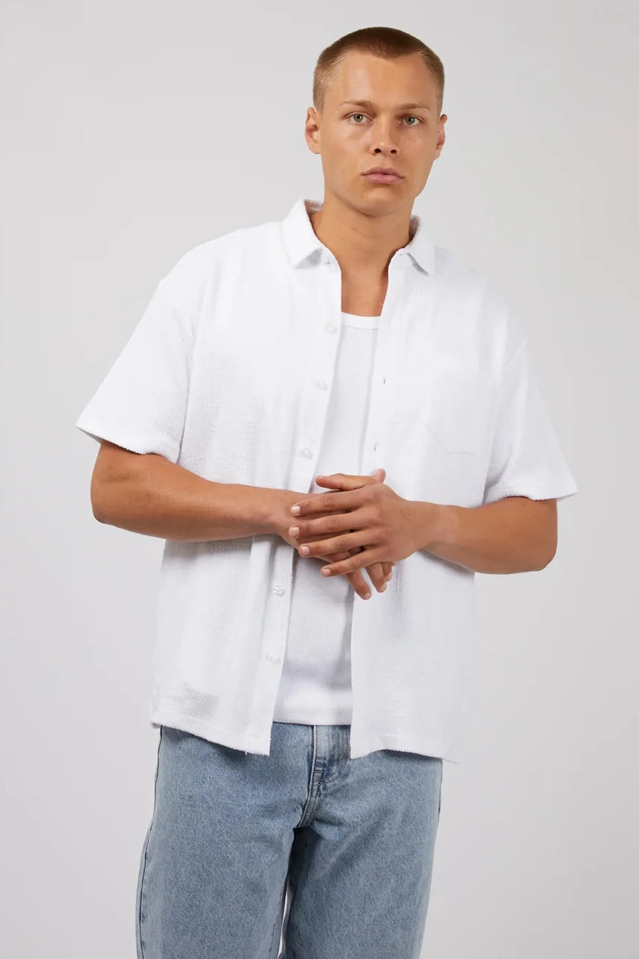 Anniversary Celebration Cove Short Sleeve Shirt White