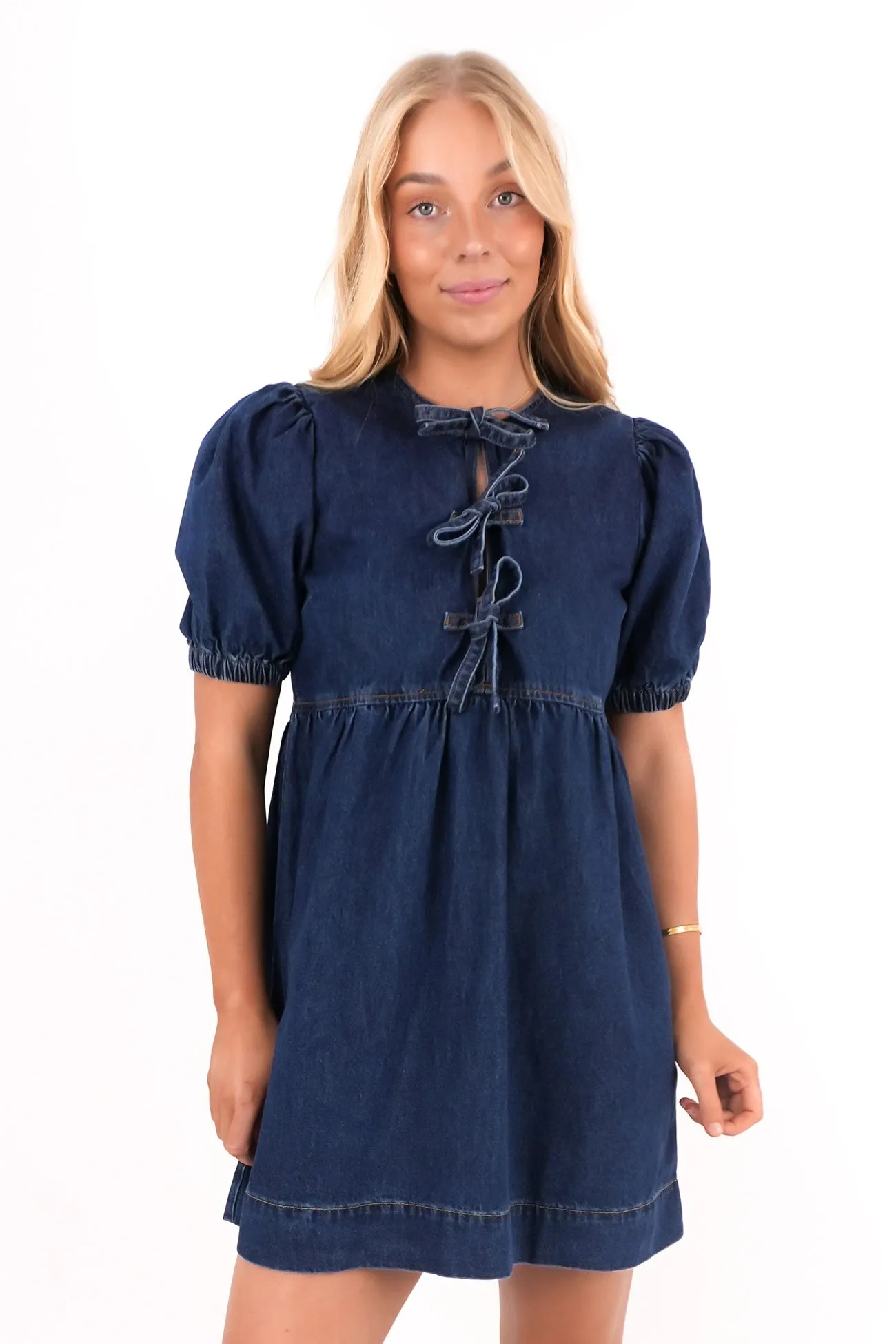 Amalie Mini Dress Dark Blue Quiet Glow Clean Style