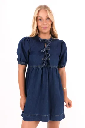Amalie Mini Dress Dark Blue Quiet Glow Clean Style
