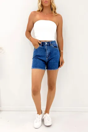 Stylish Comfort Day Out High Mom Short Blue Stone