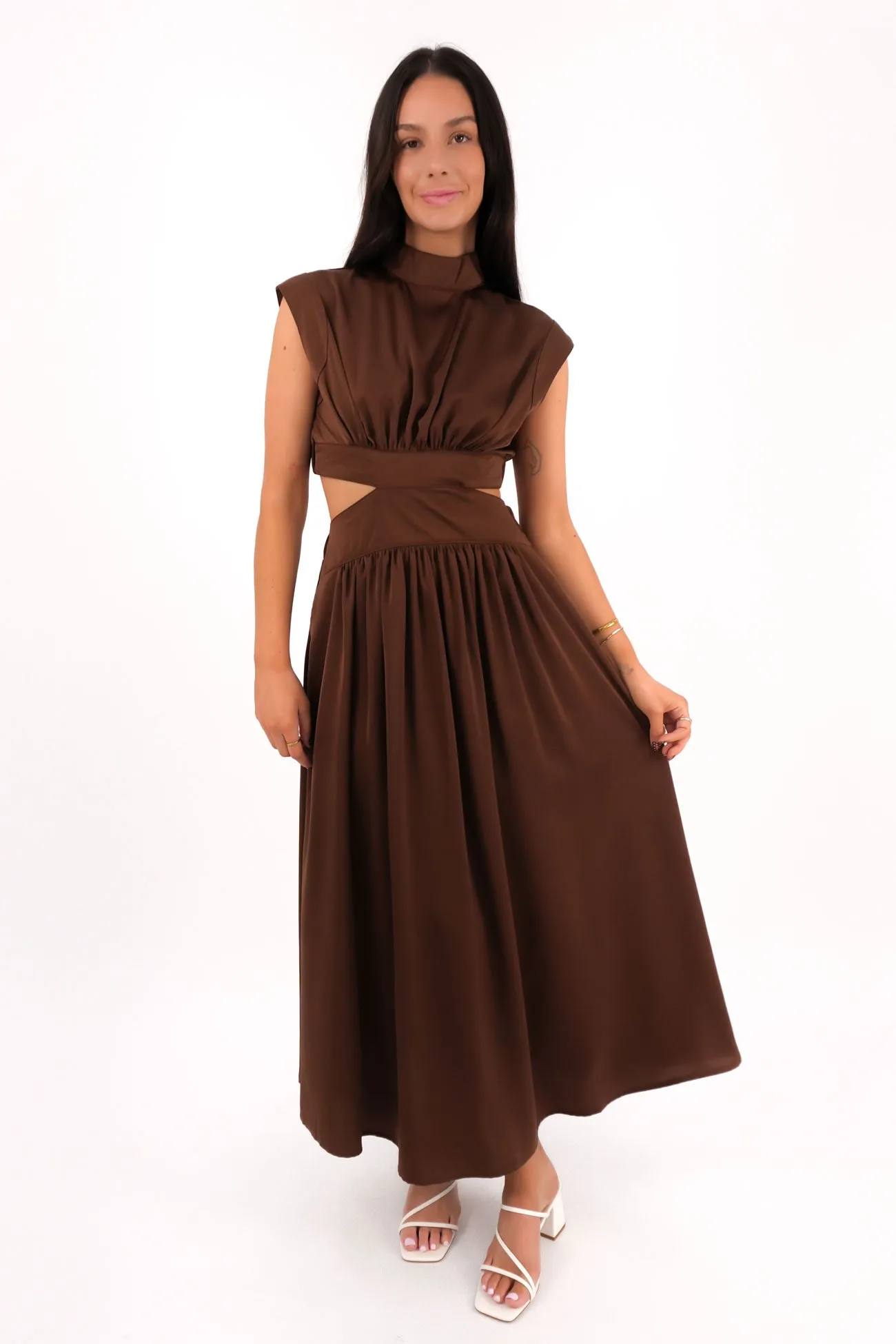 Capsule-Wardrobe Carmen Maxi Dress Chocolate