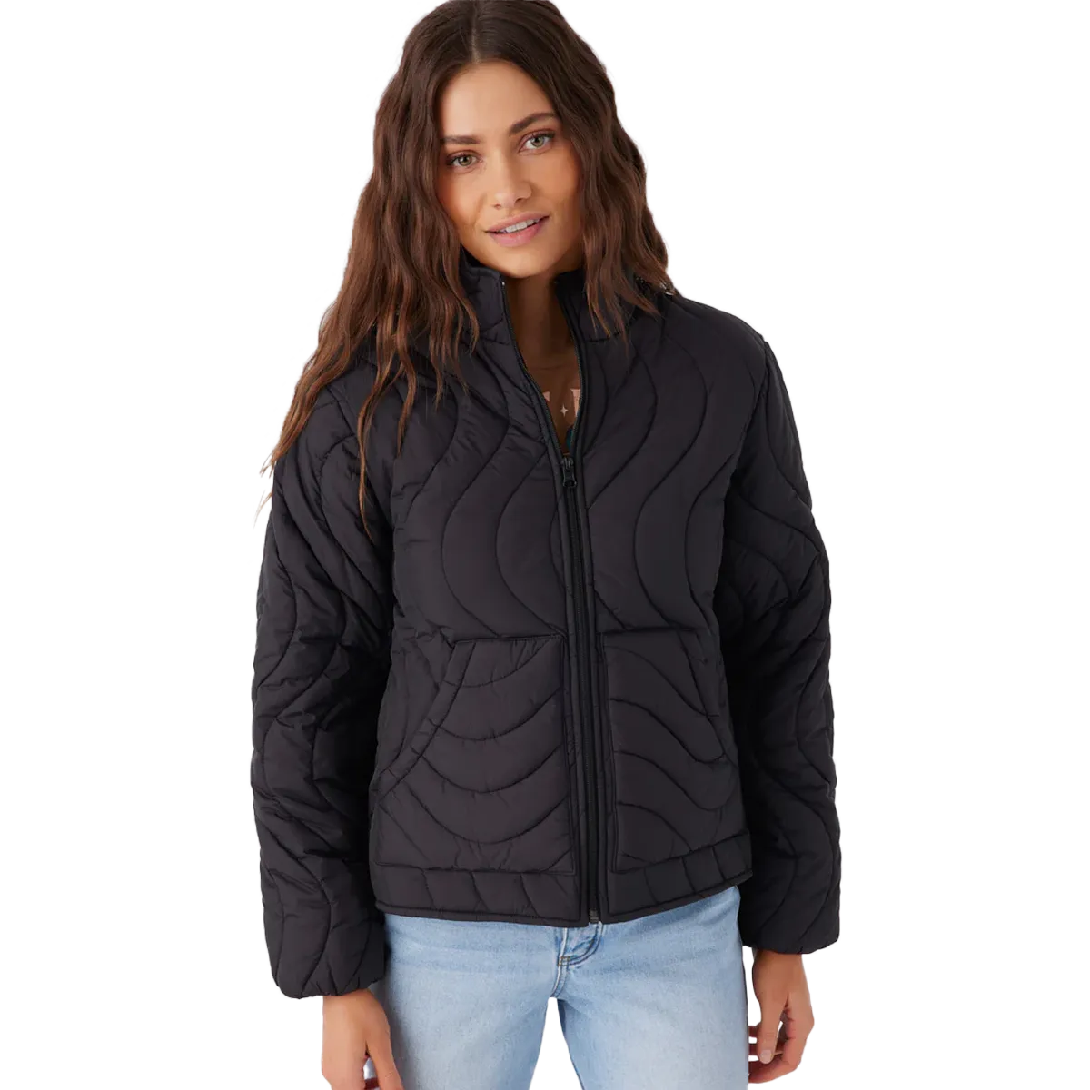 Winter Outerwear Hypoallergenic Textile Women's Eden Nylon Wave Quilted Zip Jacket