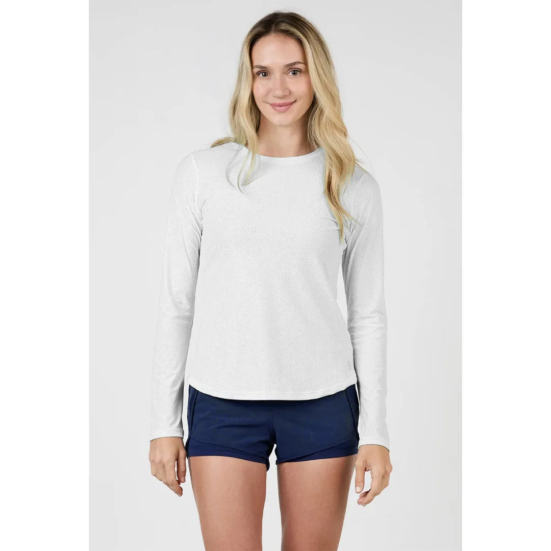 Cuffed Sofibella Women's UV Colours Staples Mesh Long Sleeve - White Velcro fastening color fast
