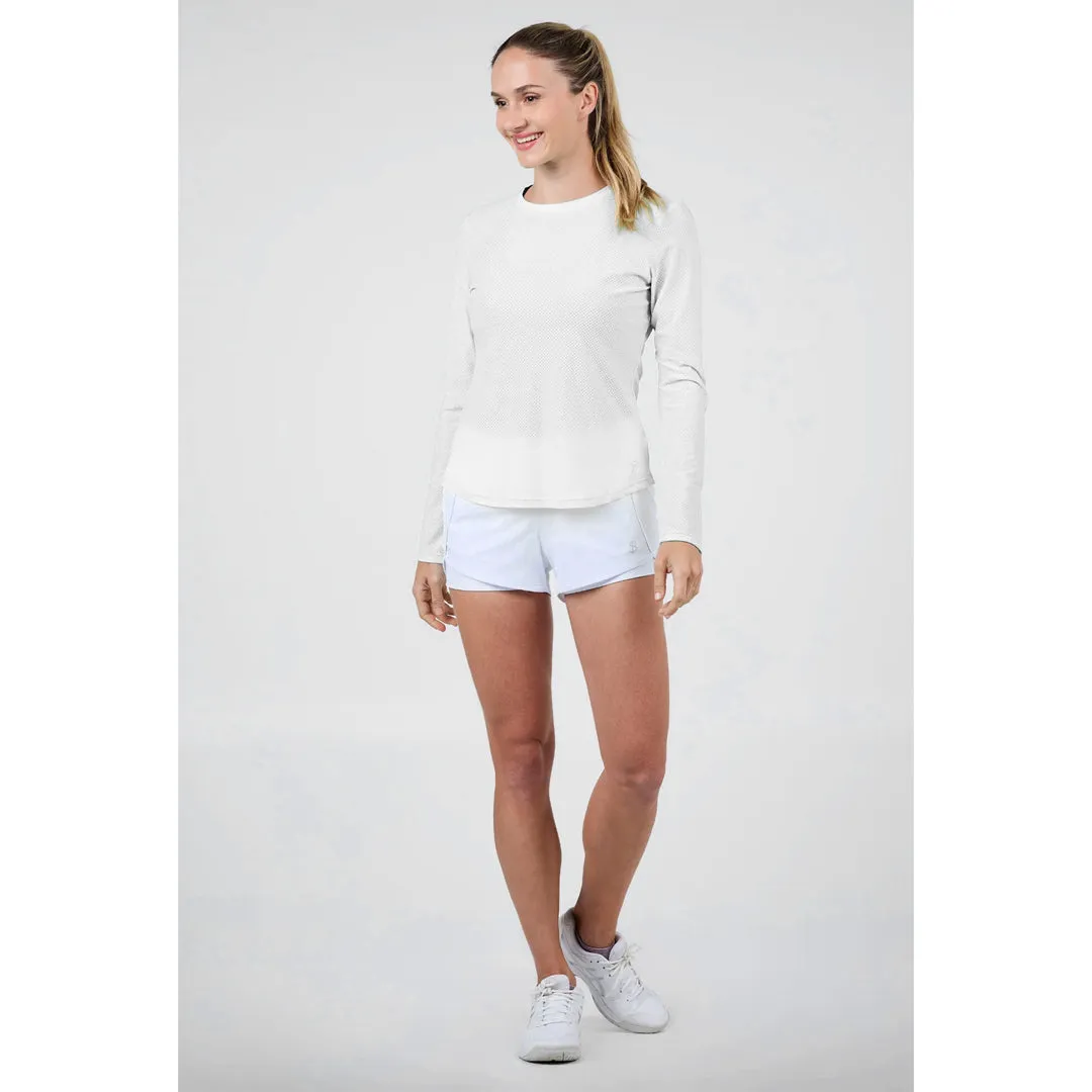 Cuffed Sofibella Women's UV Colours Staples Mesh Long Sleeve - White Sleeveless style