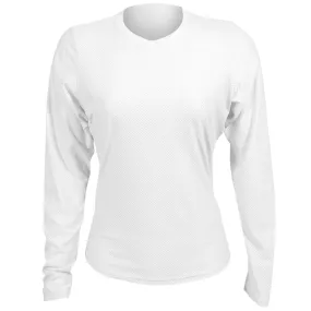 Comfort Cushion Button Closure Cuffed Sofibella Women's UV Colours Staples Mesh Long Sleeve - White