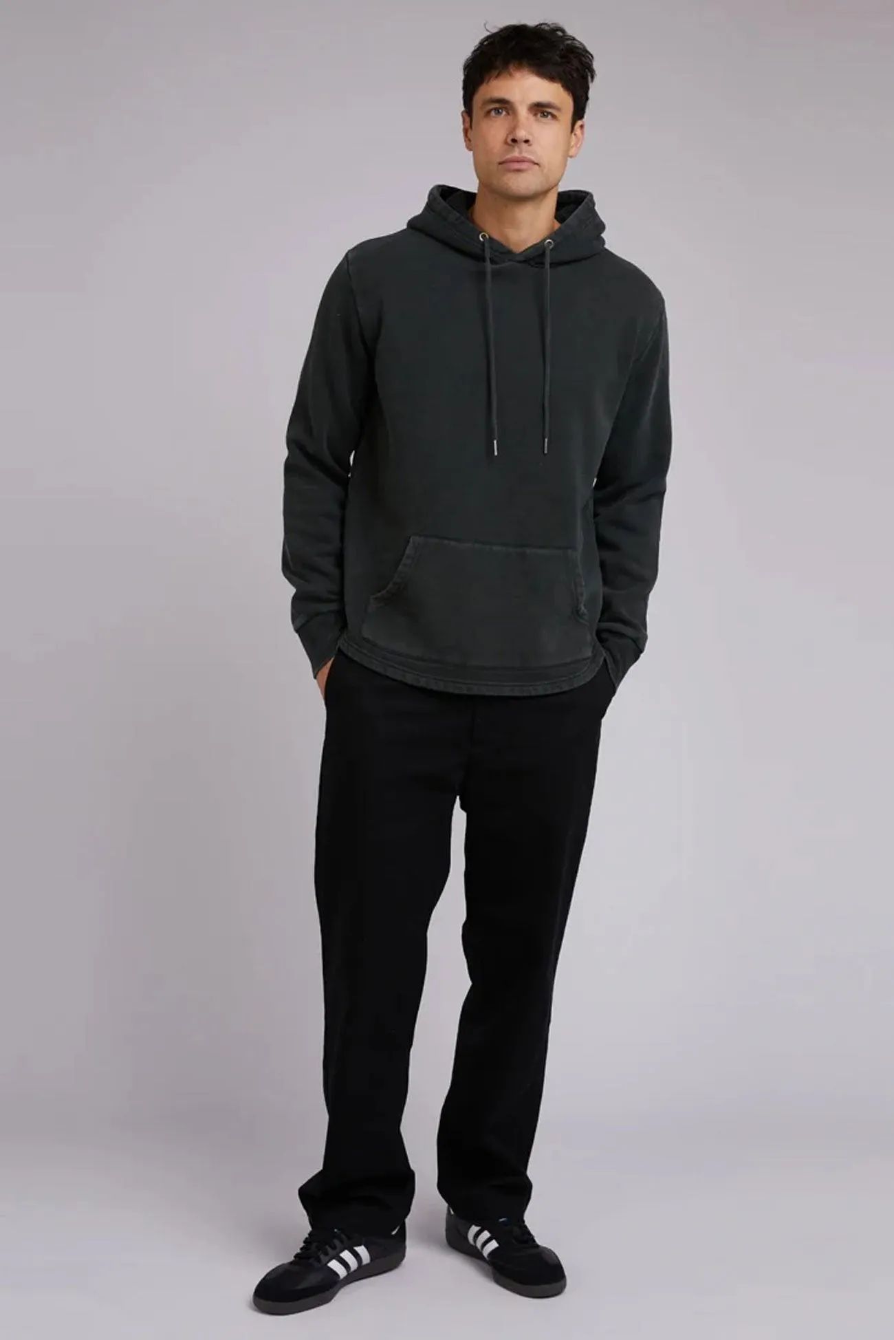 Curved Hem Hoody Dark Green Adjustable Hem