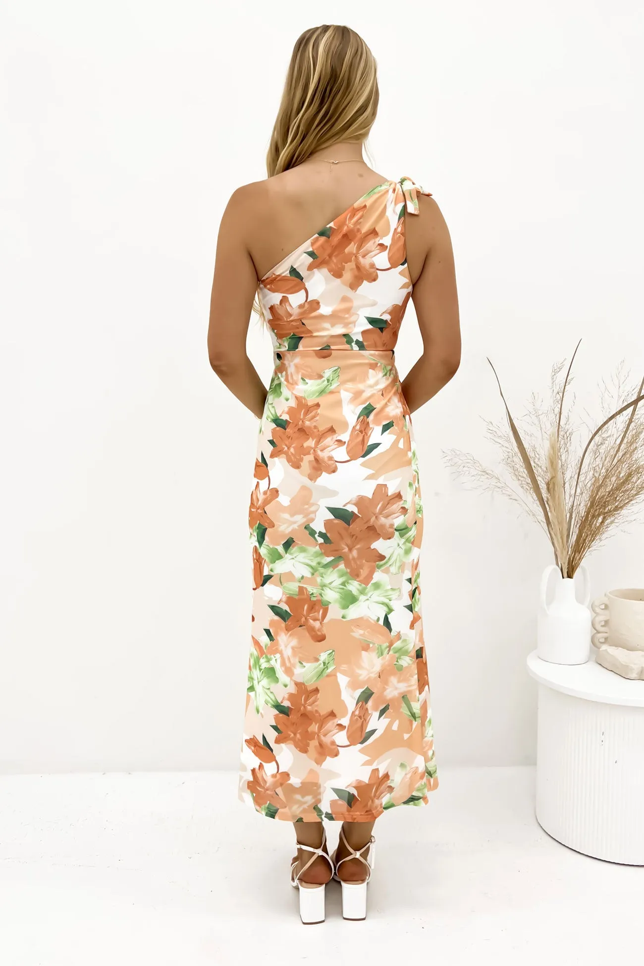 Autumn-Season Urban Cool Maggie Midi Dress Orange Lillies