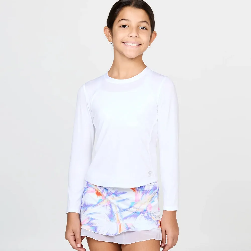 Premium Look Layering Piece Sofibella Girl's UV Colors New Long Sleeve - White