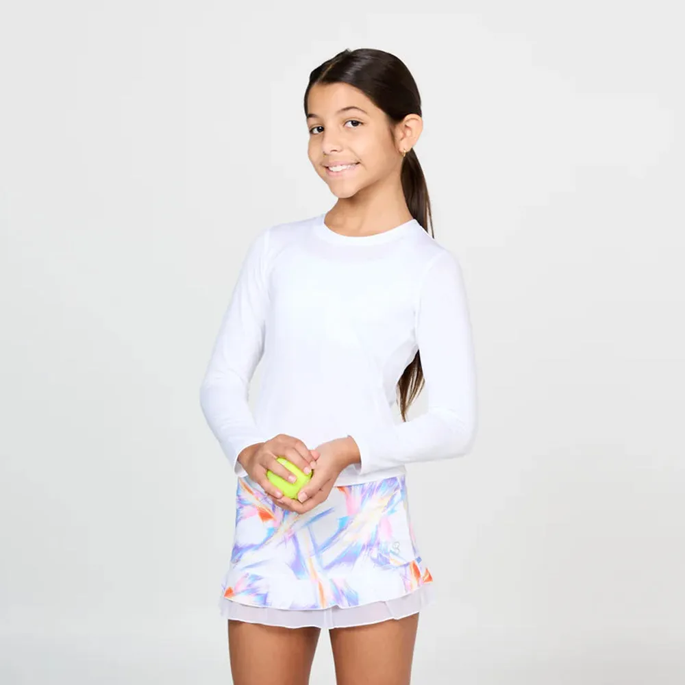 Sofibella Girl's UV Colors New Long Sleeve - White Wrinkle Resistant Button front