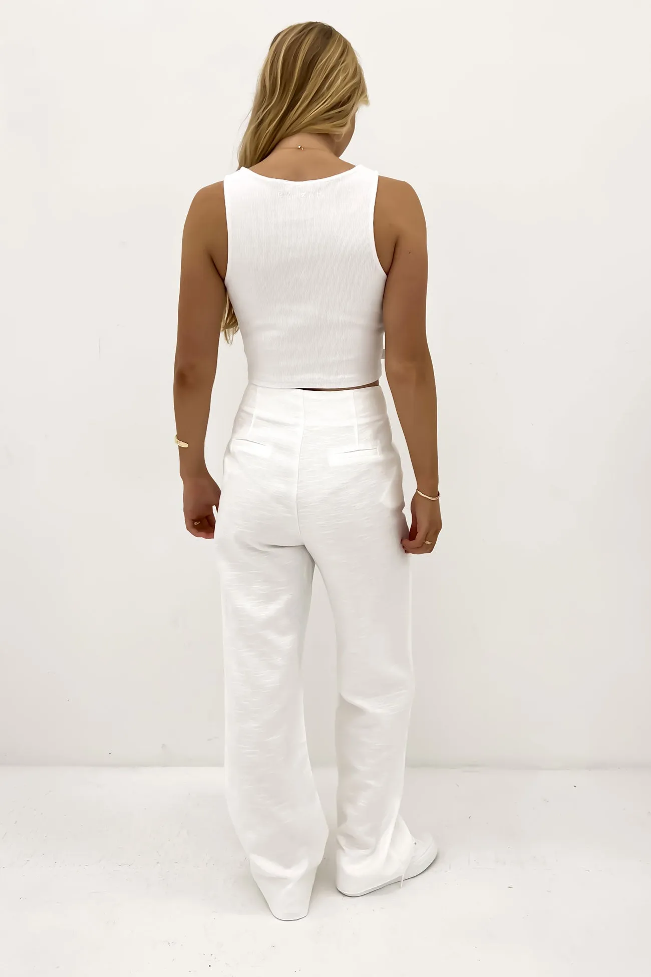 Cyrus Linen Pant White Neutral Tone Flexible Design