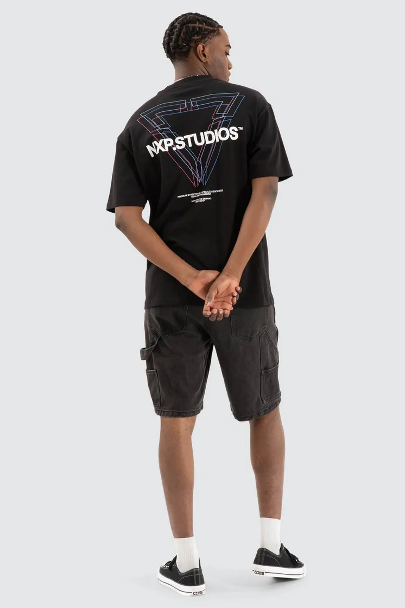 Soft Feel Sporty Design Dagger Box Fit Tee Jet Black