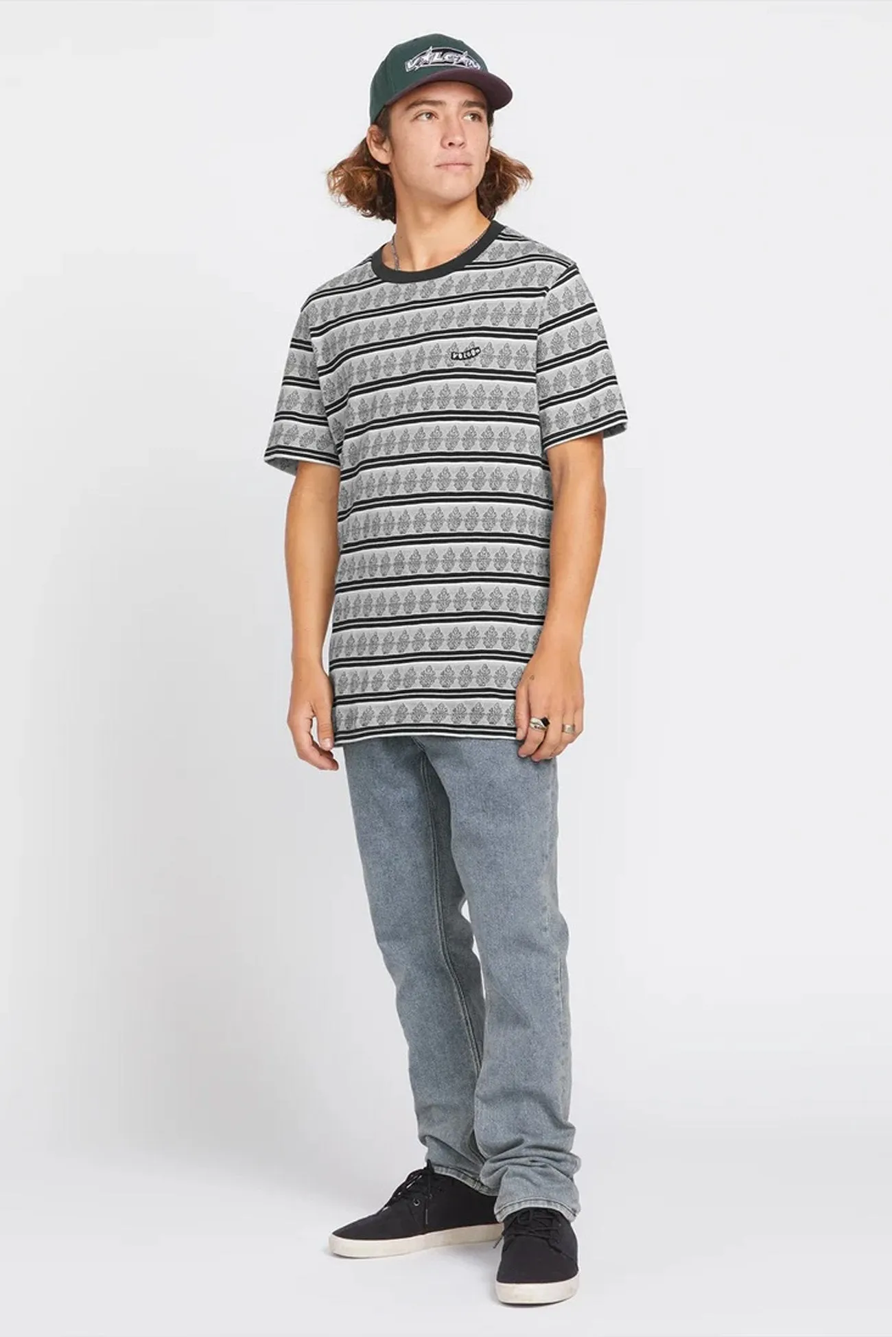 Casual Layer Wear Anti Pill Surface Bone Stamp Crew Short Sleeve T-Shirt Stone