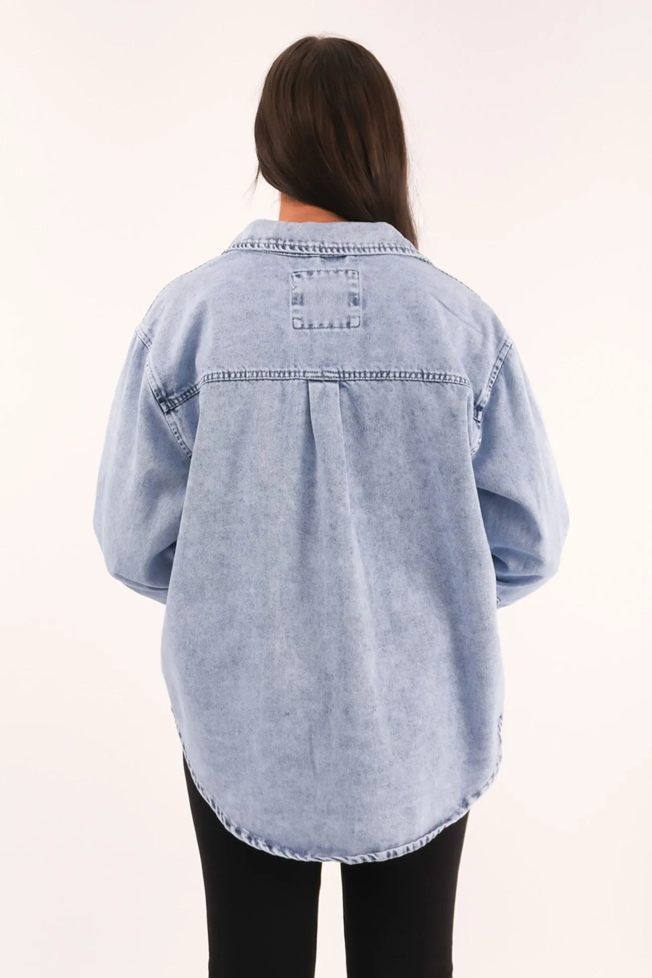 Ergonomic Back Panel High-Quality Fabric Daisy Over Shirt Light Blue