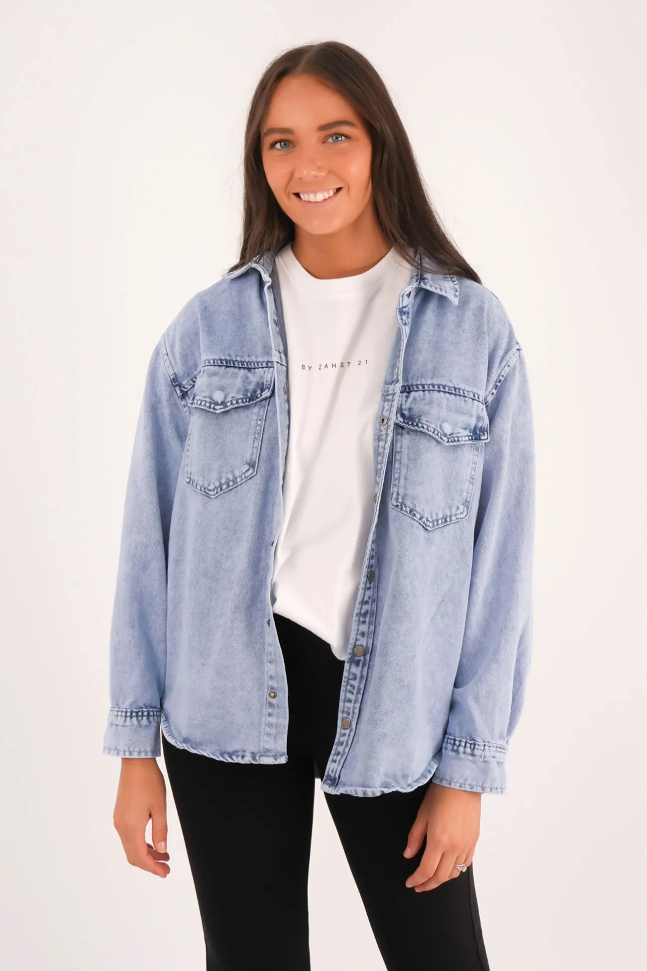 Daisy Over Shirt Light Blue Casual Friday Workwear Essential