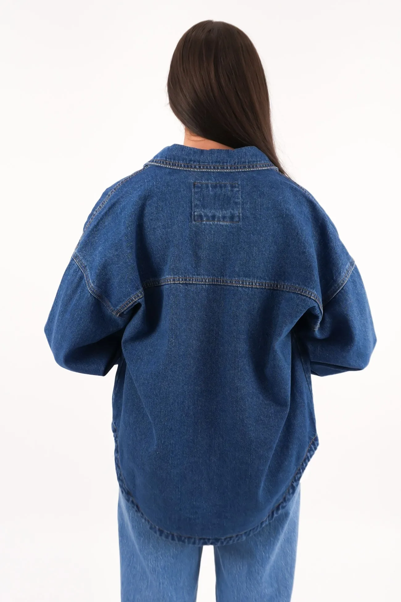Microfiber Blend Dale Shacket Heritage Blue