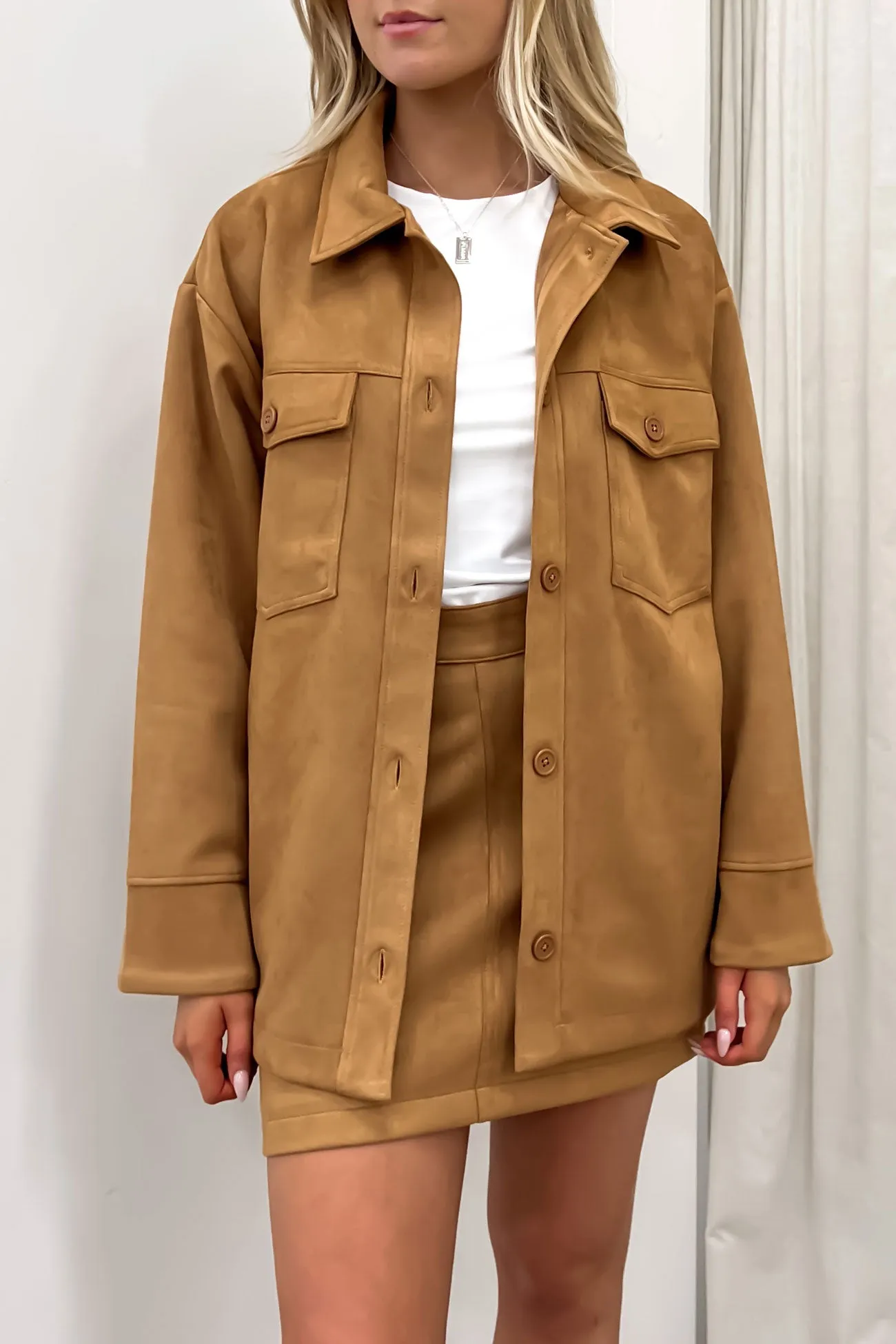 Street Comfort Fit Timeless Piece Dallas Suede Jacket Tan