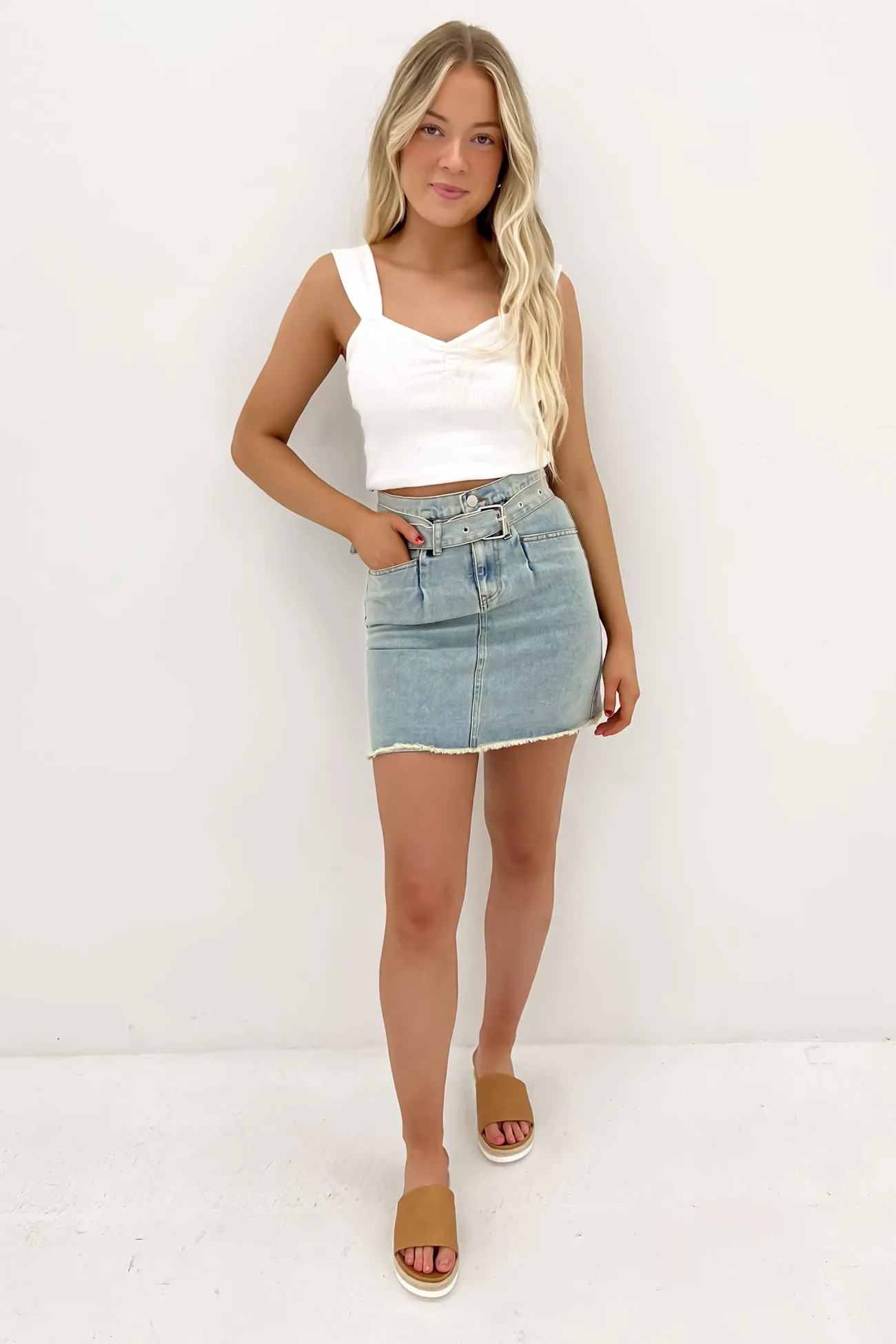 Dash Denim Mini Skirt Light Blue Chill Mood Weekend Ready