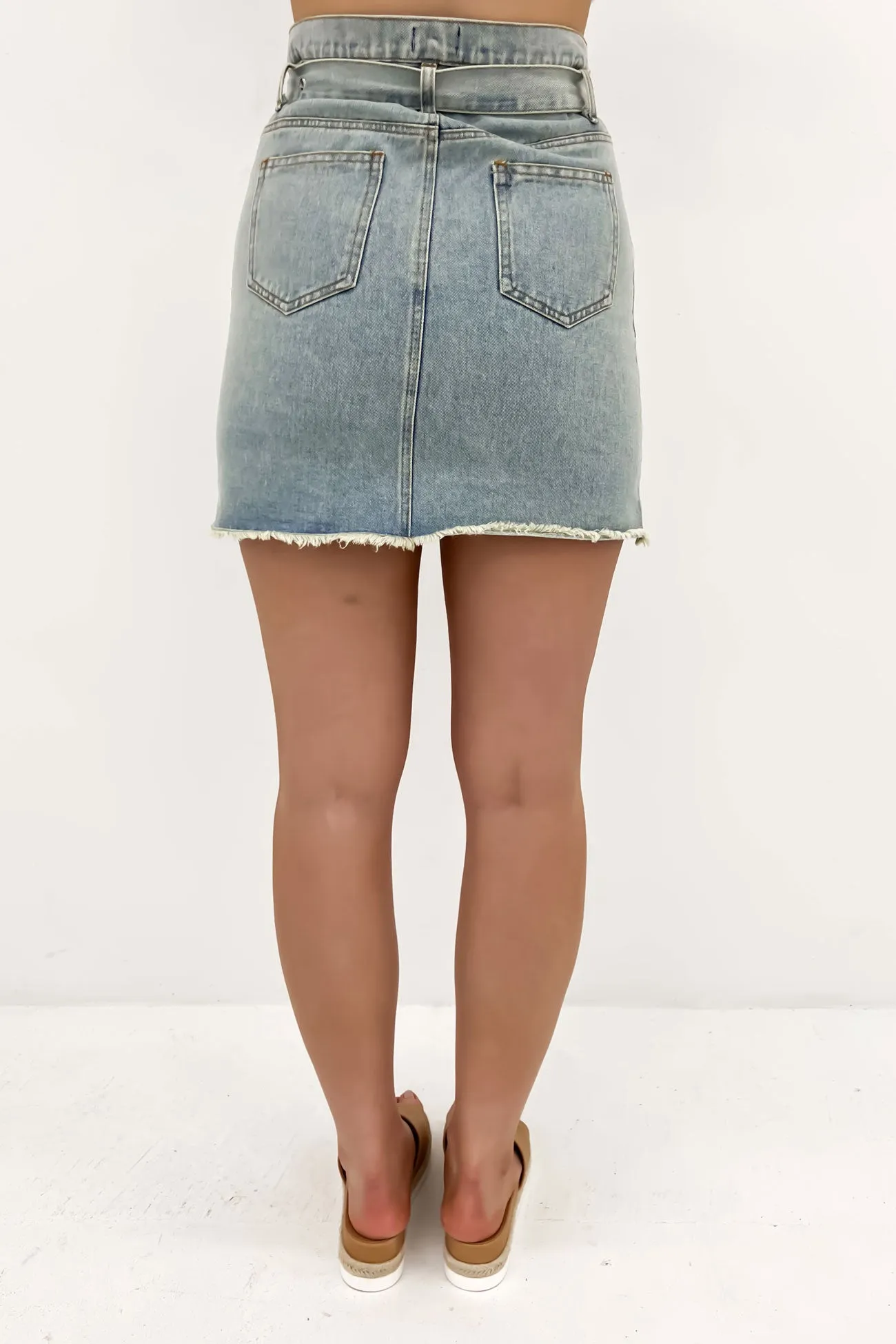 Cozy Vibes Stylist Pick Dash Denim Mini Skirt Light Blue