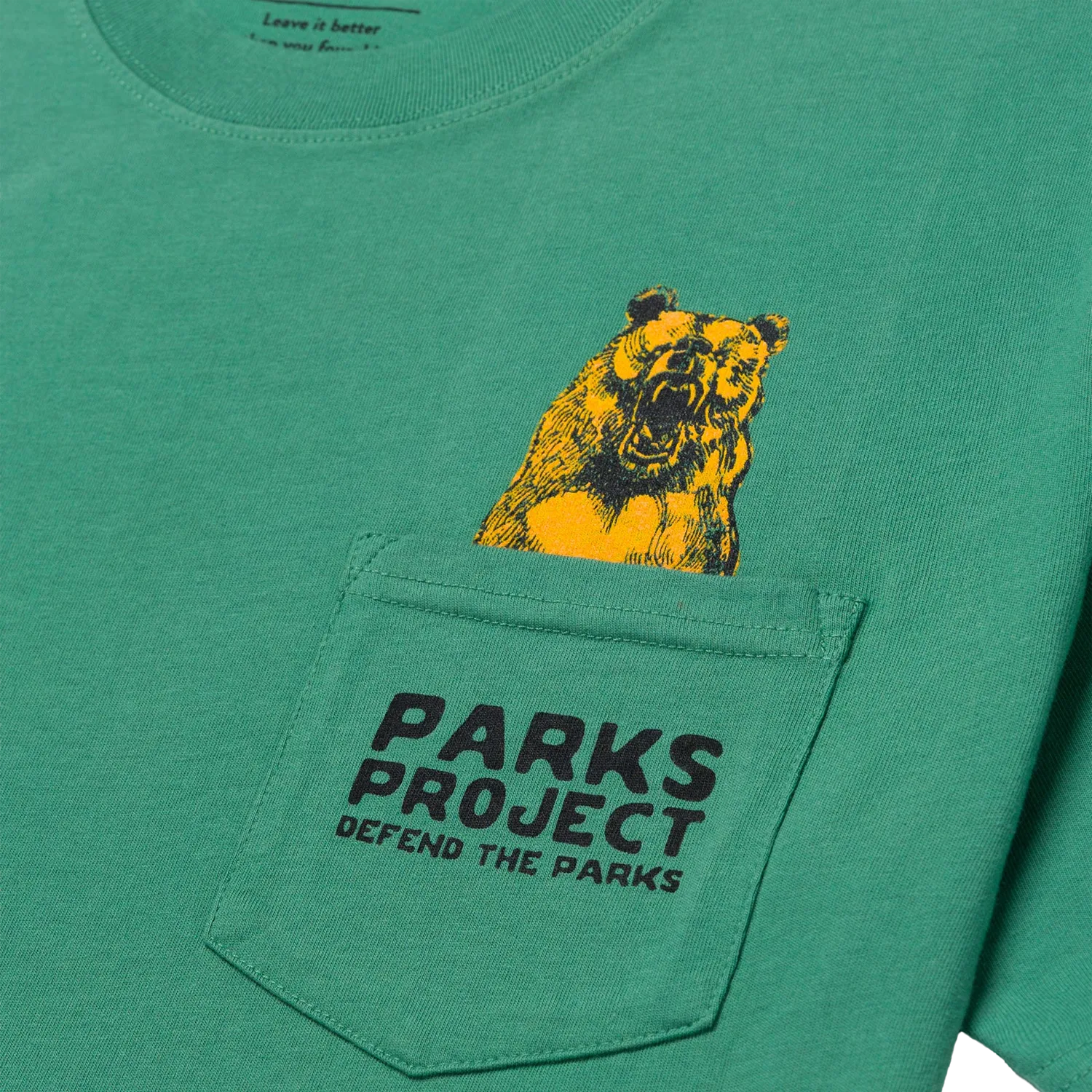 Casual Long Sleeve Layered Shoulder Defend The Parks Bear Pocket Tee