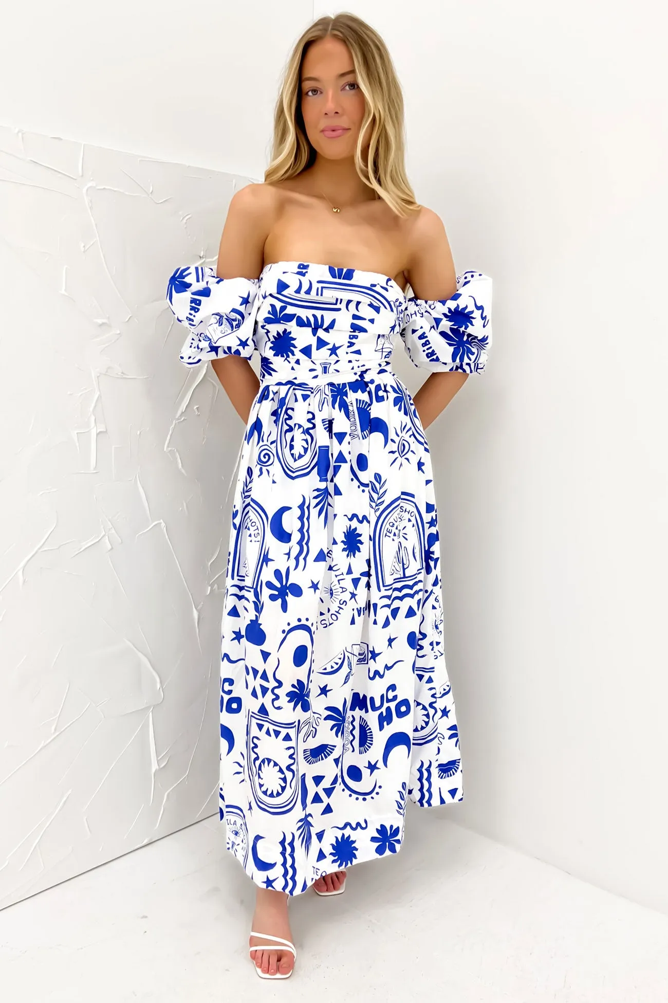 Subtle Lines Celebration Wear Dempsey Midi Dress Blue Paradise