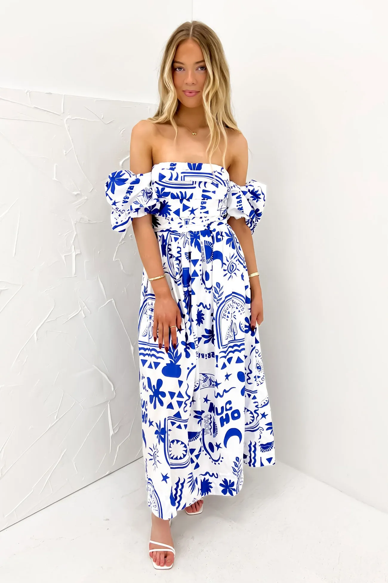 Layered Fit Fashionable Cut Dempsey Midi Dress Blue Paradise