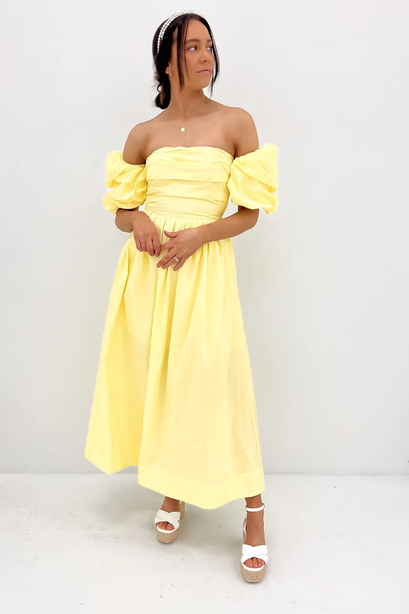 Classic knee-length dress Silk Air Dempsey Midi Dress Yellow