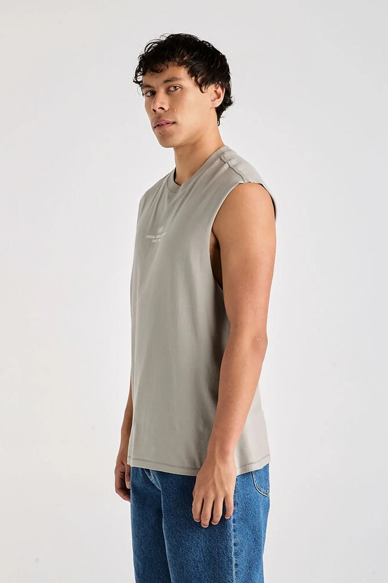 Denim Co Muscle Tee Stone Steel Flexible