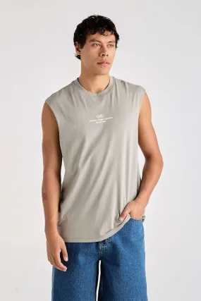 Ribbed collar Denim Co Muscle Tee Stone Steel