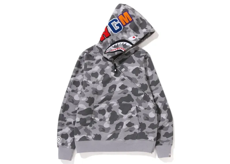 Waterproof Function Bape Honeycomb Camo Shark Full Zip Hoodie Grey