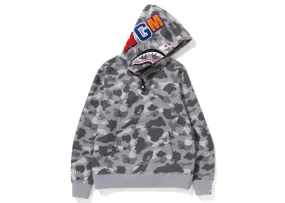 Bape Honeycomb Camo Shark Full Zip Hoodie Grey Shiny appearance packable